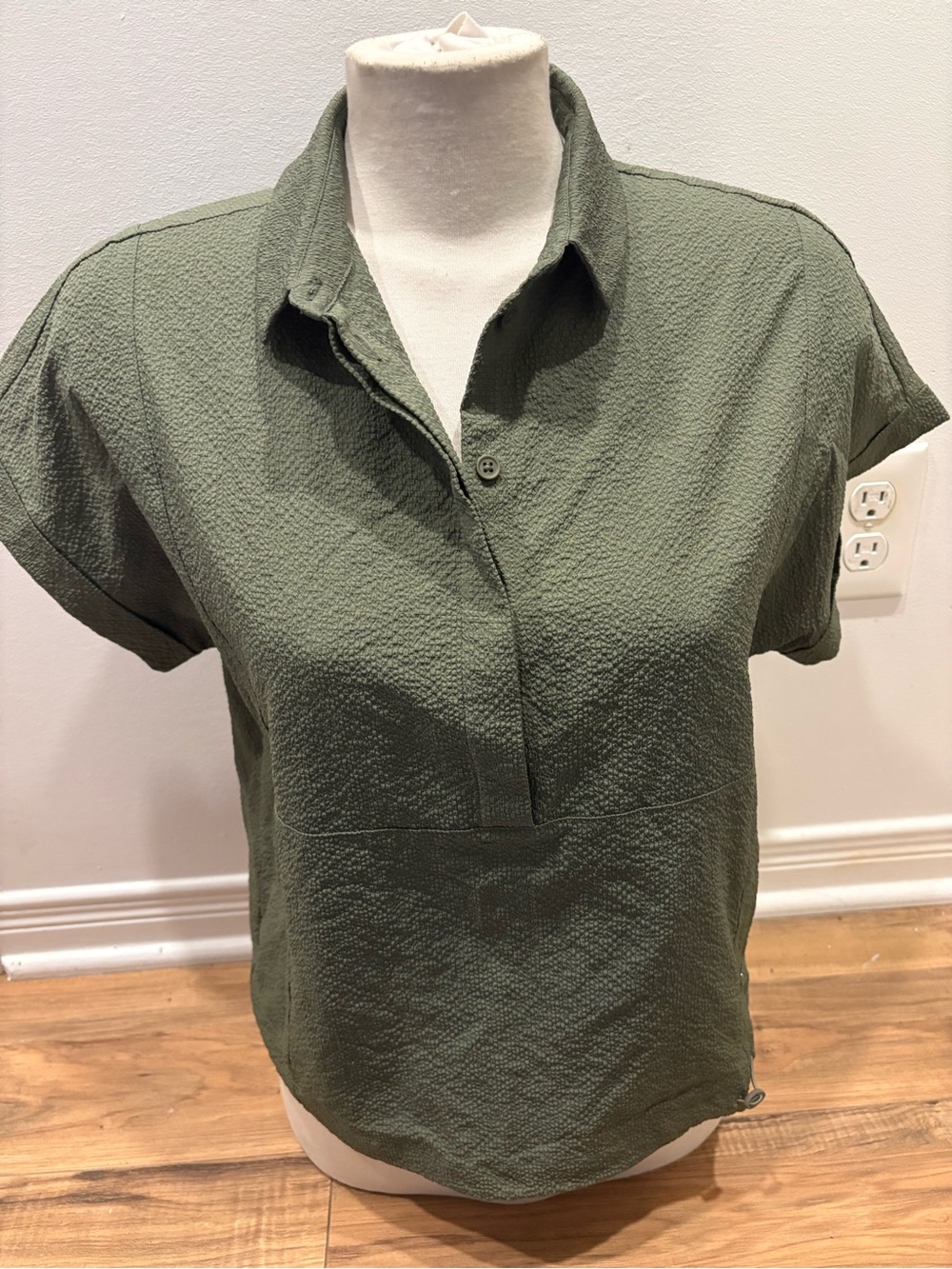 Olive Green Short Sleeve Polo Top